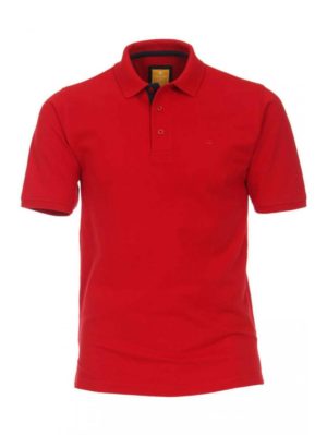 REDMOND Ανδρική κόκκινη κοντομάνικη πικέ πόλο μπλούζα, Χρώμα Κόκκινο, Μέγεθος L