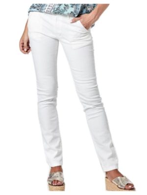 MARYLAND Ισπανικό Γυναικείο λευκό ελαστικό ψιλοκάβαλο τζίν παντελόνι 21260 MOIX, Χρώμα Λευκό, Μέγεθος XL
