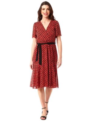 ANNA RAXEVSKY Κόκκινο μίντι φόρεμα D23111, Χρώμα Κόκκινο, Μέγεθος L