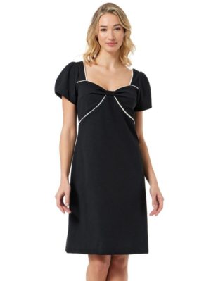 ANNA RAXEVSKY Μαύρο φόρεμα σε άλφα γραμμή με λευκό ρέλι D24113, Χρώμα Μπλέ, Μέγεθος XL