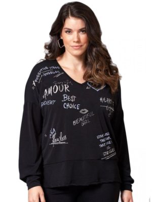 ANNA RAXEVSKY Γυναικεία μπλούζα με τυπώματα B21215, Χρώμα Μαύρο, Μέγεθος S