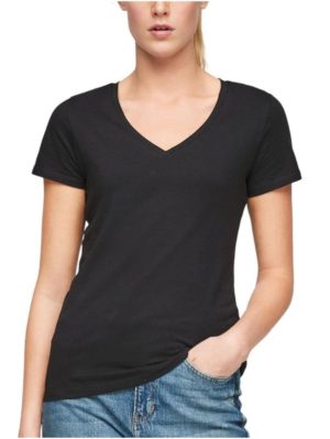 S.OLIVER Γυναικείο μαύρο jersey T-shirt V 2058279-9999 Black, Χρώμα Μαύρο, Μέγεθος S