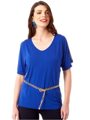 ANNA RAXEVSKY Γυναικεία μπλέ ρουά μπλούζα B23105 ROUA, Χρώμα Μπλέ, Μέγεθος XXL