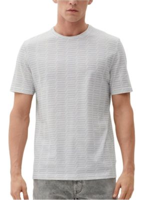 S.OLIVER Ανδρικό λευκό ανάγλυφο T-Shirt, 2129523-01A1 White, Χρώμα Λευκό, Μέγεθος M