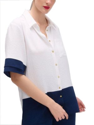 FIBES Γυναικείο αέρινο ασύμμετρο πουκάμισο 03-6450-WHITE, Χρώμα Λευκό, Μέγεθος 5XL