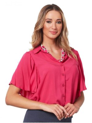 ANNA RAXEVSKY Γυναικεία φούξια πουκάμισο Z21107 FUXIA, Χρώμα Κόκκινο, Μέγεθος XS