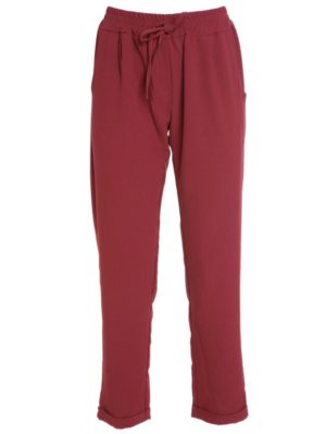 ZUIKI Ιταλικό γυναικείο μπορντό τσίνος 7/8 παντελόνι, Χρώμα Κόκκινο, Μέγεθος M