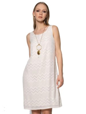 BRAVO Αμάνικο εκρού midi αμπιγιέ φόρεμα 23073, Χρώμα Εκρού, Μέγεθος XL