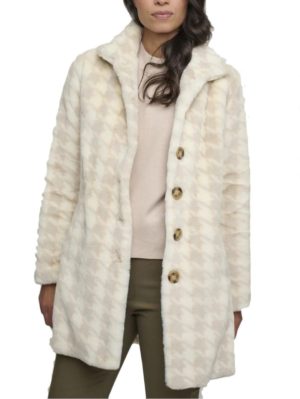 RINO PELLE Ολλανδικό γυναικείο εκρού μακρύ παλτό γούνα Nonna 7012210 angora, Χρώμα Εκρού, Μέγεθος XL