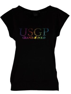 US GRAND POLO Γυναικεία μαύρη αμάνικη μπλούζα T-shirt USDT 404 Black, Χρώμα Μαύρο, Μέγεθος S