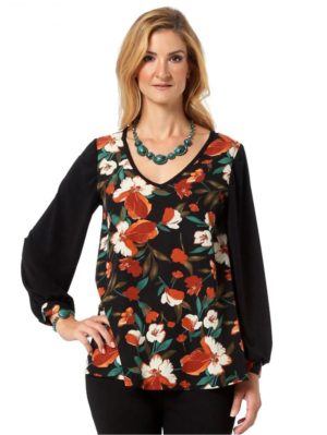 ANNA RAXEVSKY Γυναικεία φλοράλ μπλούζα B22204, Χρώμα Πολύχρωμο, Μέγεθος L