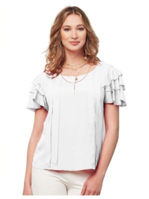 ANNA RAXEVSKY Γυναικεία εκρού μπλούζα, νερβίρ πιέτες B21124 ECRU, Χρώμα Εκρού, Μέγεθος XS