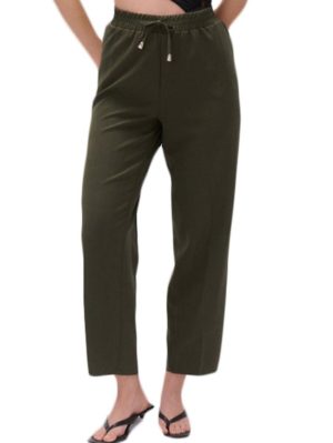 FIBES Γυναικείο λαδί παντελόνι κουστουμιού 04-7230 Khaki, Χρώμα Πράσινο-Λαδί, Μέγεθος 52
