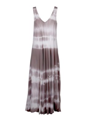M MADE IN ITALY Γκρί-λευκό μακρύ φόρεμα, Χρώμα Λευκό, Μέγεθος XL