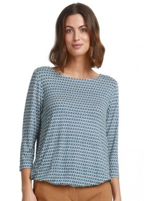 FRANSA Γυναικείο πολύχρωμη μακρυμάνικη μπλούζα 20610507-201196, Χρώμα Μπλέ, Μέγεθος XXL