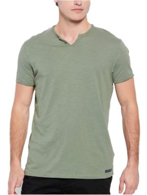 FUNKY BUDDHA Ανδρικό λάδι T-Shirt V FBM007-015-04 KHAKI, Χρώμα Πράσινο-Λαδί, Μέγεθος L
