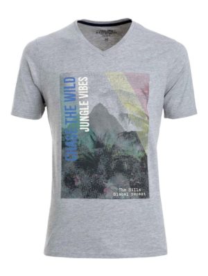 REDMOND Ανδρικόγκρί κοντομάνικο T-Shirt, Χρώμα Γκρί, Μέγεθος XXL