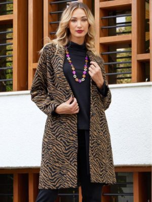 ANNA RAXEVSKY Γυναικείο animal print παλτό Z23206, Χρώμα Πολύχρωμο, Μέγεθος XL