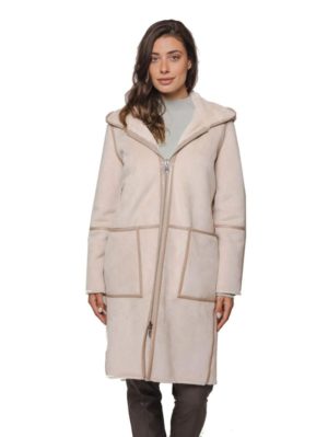 RINO PELLE Ολλανδικό γυναικείο παλτό διπλής όψης OVA 7002310 Stone, Μέγεθος XXL