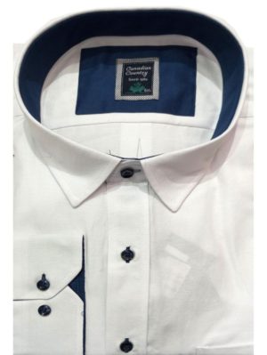 CANADIAN COUNTRY Ανδρικό λευκό μακρυμάνικο πουκάμισο 210-7, Χρώμα Γαλάζιο, Μέγεθος 6XL