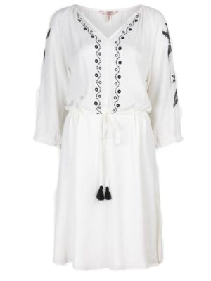 ESQUALO Λευκό βαμβακερό φόρεμα HS24 14233, Χρώμα Λευκό, Μέγεθος 42