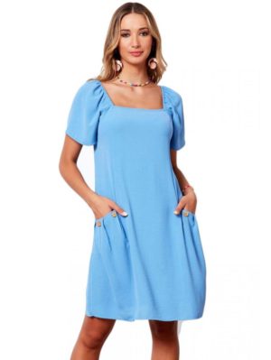 ANNA RAXEVSKY Γυναικείο μάξι γαλάζιο midi φόρεμα D21114 LTBLUE, Χρώμα Γαλάζιο, Μέγεθος L