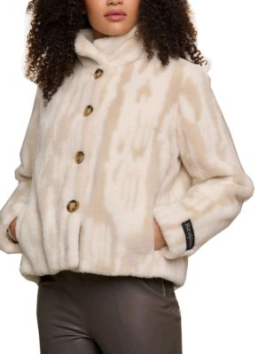RINO PELLE Ολλανδικό γυναικείο εκρού γούνινο μπουφάν Vie 7012310 Soft Ikat, Χρώμα Εκρού, Μέγεθος M