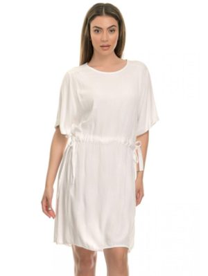 M MADE IN ITALY Λευκό κοντομάνικο φόρεμα 19/9133M, Χρώμα Λευκό, Μέγεθος M
