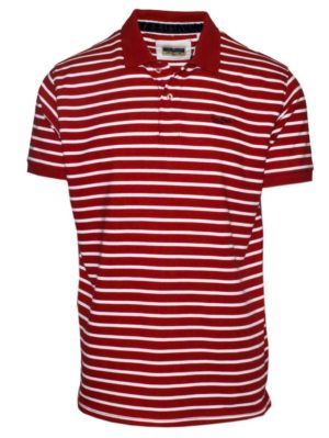 VAN HIPSTER Ανδρική κόκκινη-λευκή ριγέ κοντομάνικη πικέ πόλο μπλούζα, Χρώμα Κόκκινο, Μέγεθος M