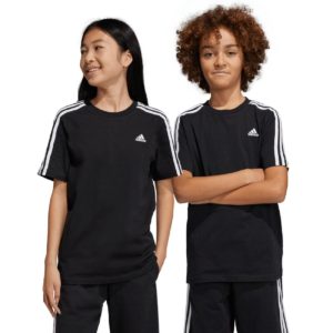 adidas Essentials 3-Stripes Παιδικό Βαμβακερό T-Shirt Μαύρο