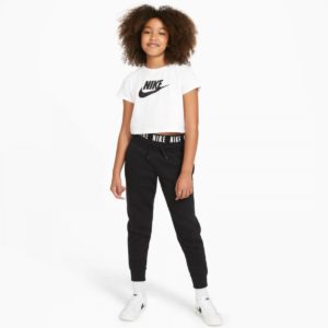 Nike Παιδικό Cropped T-Shirt για Κορίτσια Λευκό / Μαύρο