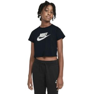 Nike Παιδικό Cropped T-Shirt για Κορίτσια Μαύρο / Λευκό