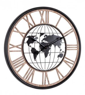 Ρολόι Τοίχου Τικ Τακ Μεταλλικό Μαύρο-Καφέ (70x5x70) 70Μx5Πx70Υ