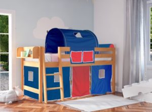 Παιδικό κρεβάτι υπερυψωμένο οξιάς Smart plus σε φυσικό χρώμα 210Μx100Πx118Υ