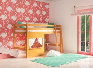 Παιδικό κρεβάτι υπερυψωμένο Country σε φυσικό χρώμα 210Μx100Πx118Υ