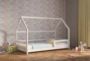 Παιδικό κρεβάτι σπιτάκι House bed Genius οξιά 70 Χ 140 Λευκό 80Μx150Πx130Υ