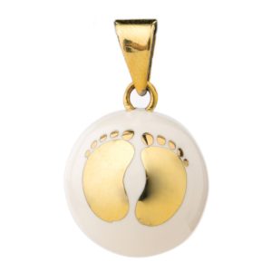 Bola - Μενταγιόν Εγκυμοσύνης Άσπρο με χρυσά πατουσάκια VK901