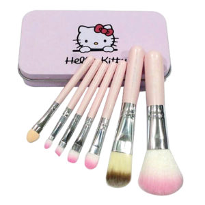 7 Πινέλα Μακιγιάζ Hello Kitty σε Μεταλλικό Κουτί Ροζ Hello Kitty