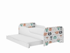 Παιδικό Κρεβάτι Miki 2 in 1 με Συρτάρι & 2η θέση ύπνου 160 x 80 cm + Δώρο 2 Στρώματα - Animals