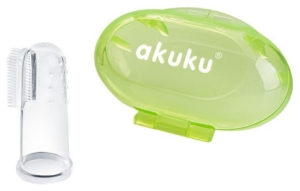 Akuku Δαχτυλική οδοντόβουρτσα Διαφανής Πράσινη A0264