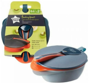 Tommee Tippee Explora Easy Scoop Feeding Bowl Lid and Spoon Σετ 2 Μπολ με Κουτάλι BPA Free Γκρι Πορτοκαλι 44671861