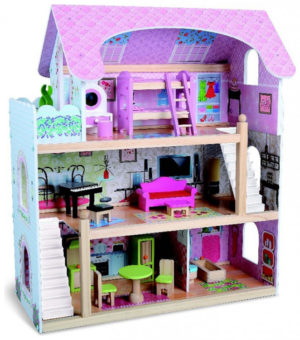 Moni Toys Mila Ξύλινο Κουκλόσπιτο με Οροφους & Αξεσουάρ 62x70cm 4110