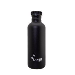 Laken Basic Steel Bottle Black Cap 1L White