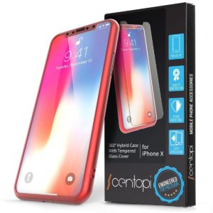Centopi Centopi Θήκη Hybrid 360° iPhone X / 10 & Tempered Glass - Red (200-102-561)