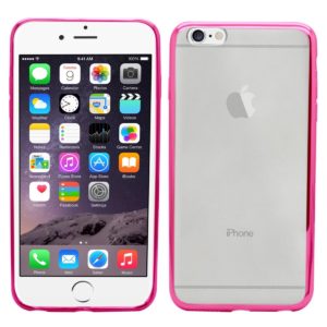 OEM Θήκη σιλικόνης για iPhone 6/6S διάφανη με μεταλλικό φινίρισμα ροζ- ΟΕΜ (210-100-204)