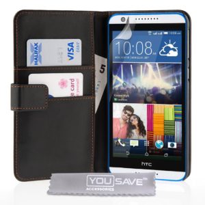 YouSave Accessories Θήκη- Πορτοφόλι για HTC Desire 820 μαύρη by YouSave και screen protector