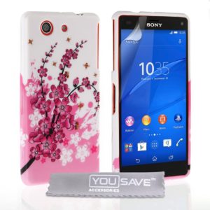 YouSave Accessories Θήκη σιλικόνης για Sony Xperia Z3 Compact floral by YouSave και screen protector