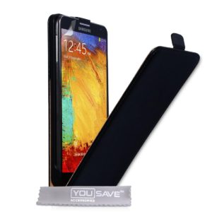 YouSave Accessories Δερμάτινη θήκη για Galaxy Note 3 by YouSave μαύρη με δώρο screen protector