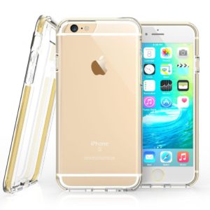 YouSave Accessories Θήκη σιλικόνης για iPhone 6/6S διάφανη με μεταλλικό φινίρισμα χρυσό by Yousave και screen protector (200-100-944)
