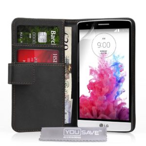 YouSave Accessories Θήκη- Πορτοφόλι για LG G3 mini by YouSave μαύρη και δώρο screen protector